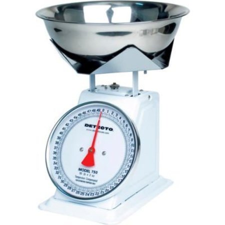 DETECTO Detecto Top Load Scale 50lb x 2oz W/ 8in Fixed Dial, 9in x 9in SS Platform, Removable Bowl T50B